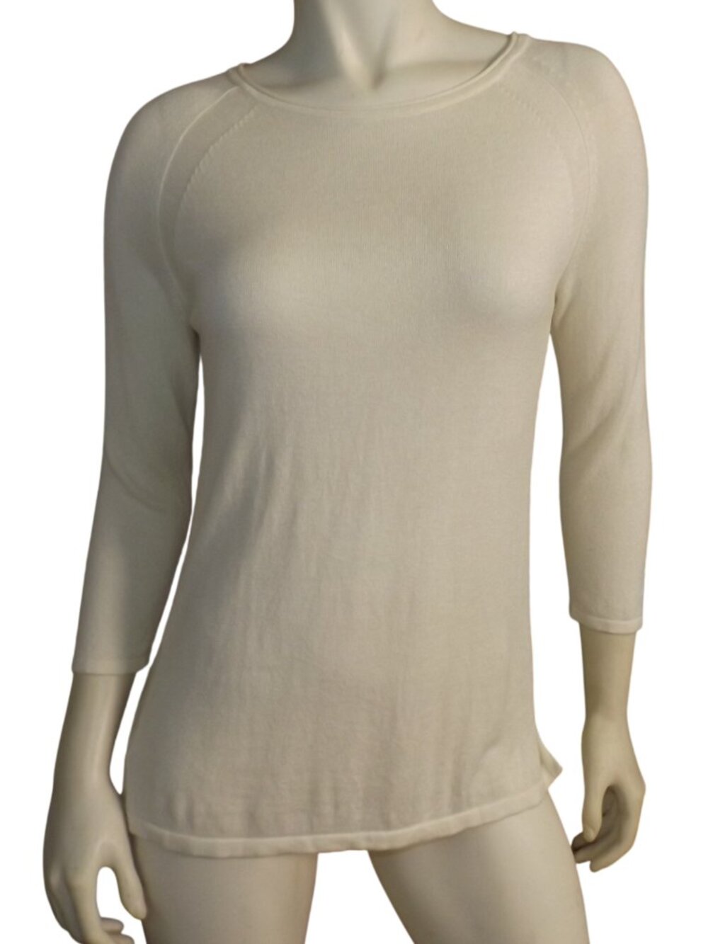 J. MCLAUGHLIN Sweater, S, Cream/Off-white, Lightweight, 3/4 sleeves, Soybean